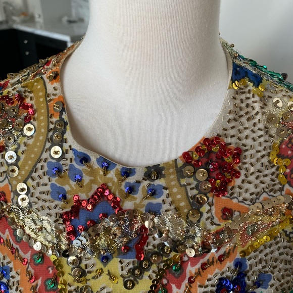 Vintage 60s Elinor Simmons for Malcolm Starr beaded and Sequin dress - Picture 3 of 14